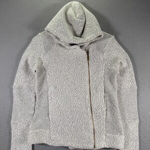 Light Gray Hooded Zip-Front Women's Top
